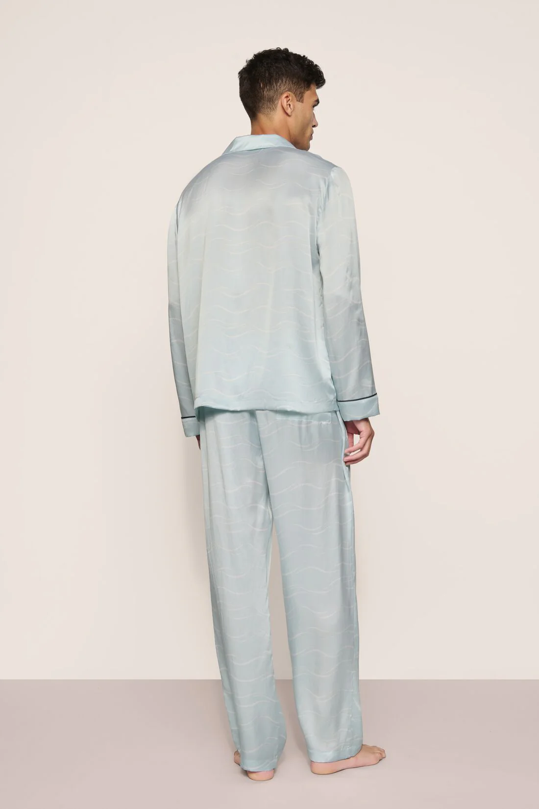 Eberjey x The Ritz-Carlton Yacht Collection - Charles Washable Silk Printed Long PJ Set - Image 3