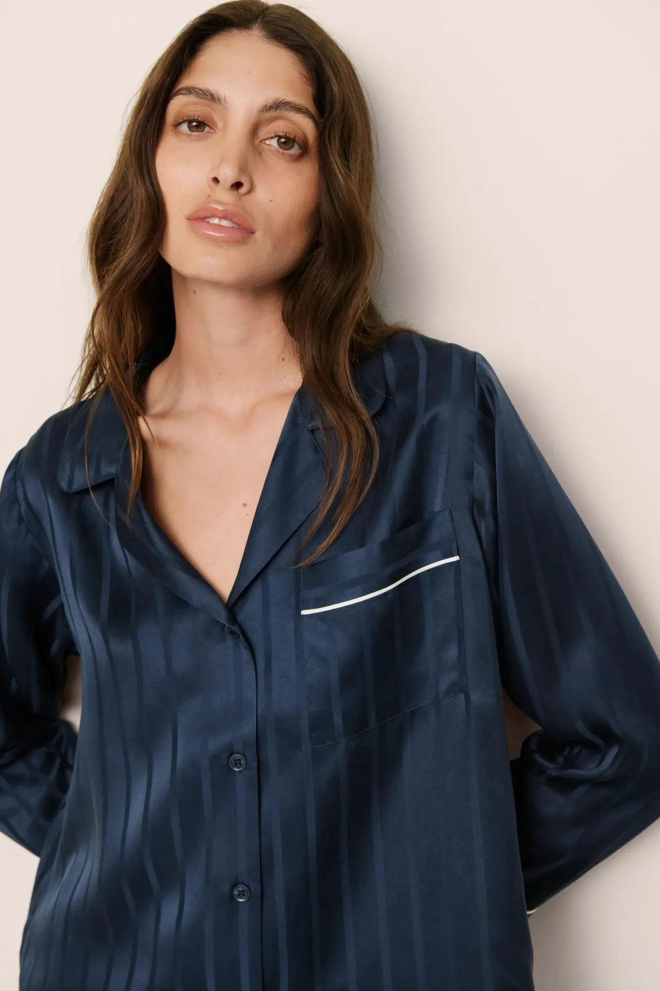 Inez Washable Silk Jacquard Long PJ Set - Image 2