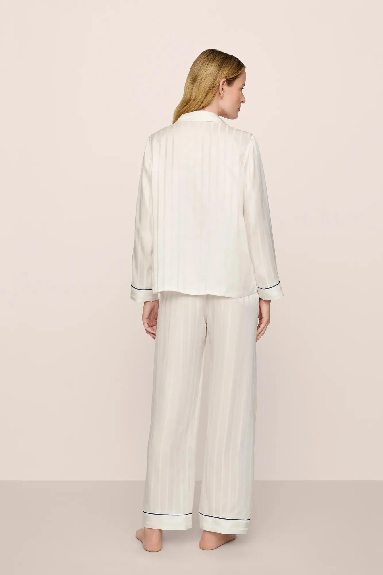 Inez Washable Silk Jacquard Long PJ Set - Image 3