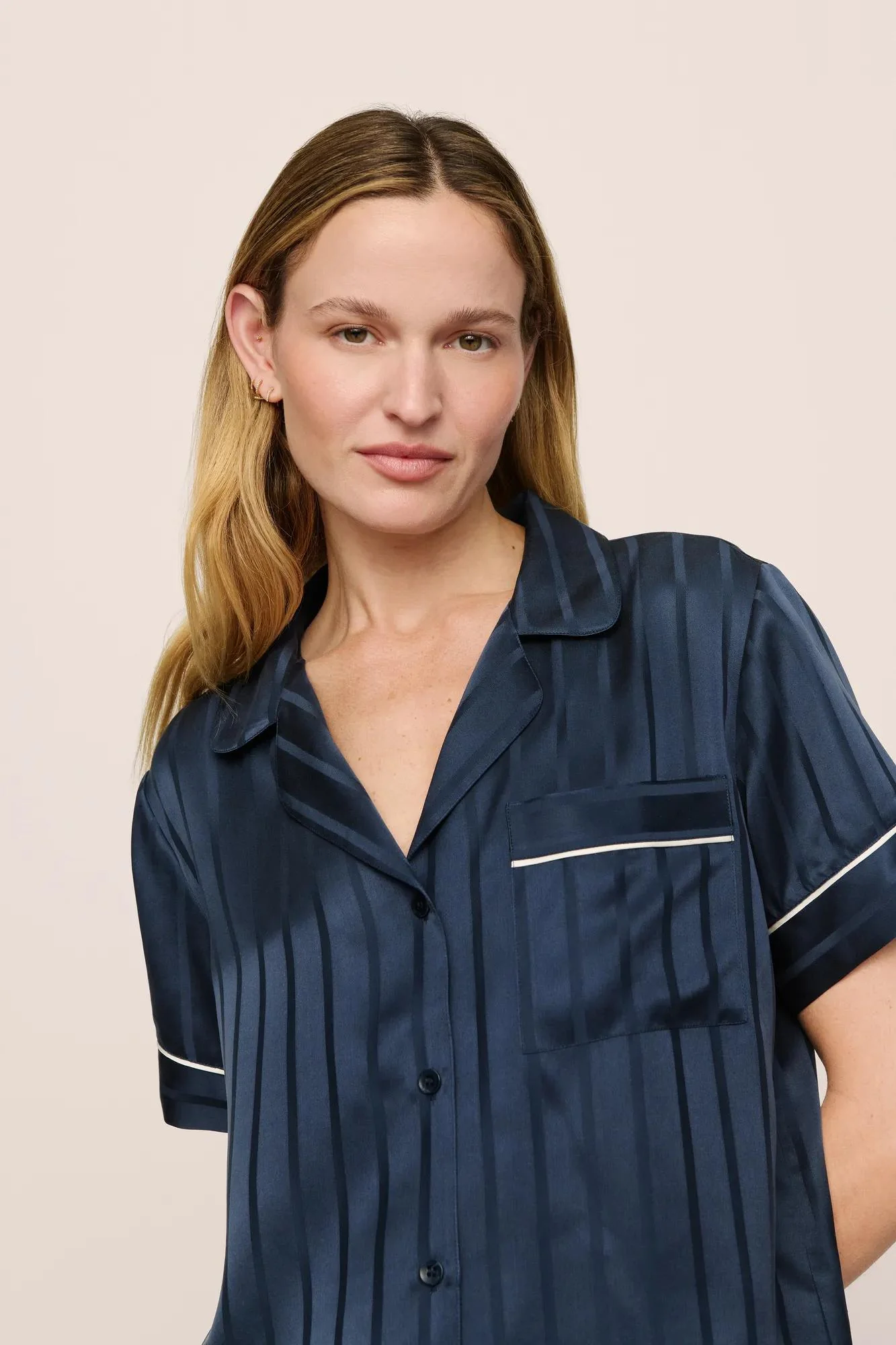 Inez Washable Silk Jacquard Short PJ Set - Image 3
