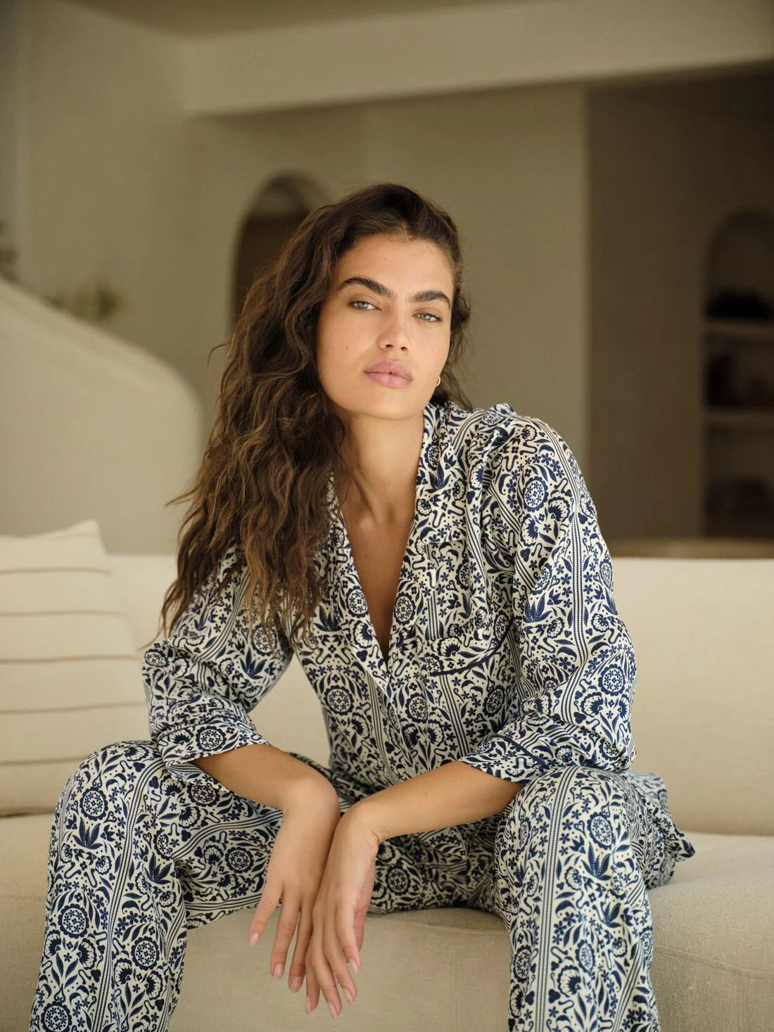 Eberjey x Casa Del Sol - Inez Washable Silk Printed Long PJ Set - Image 6