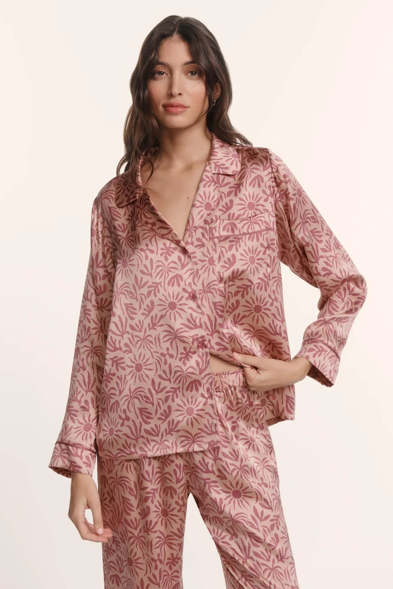 Eberjey x ILIA - Inez Washable Silk Printed Long PJ Set - Image 3