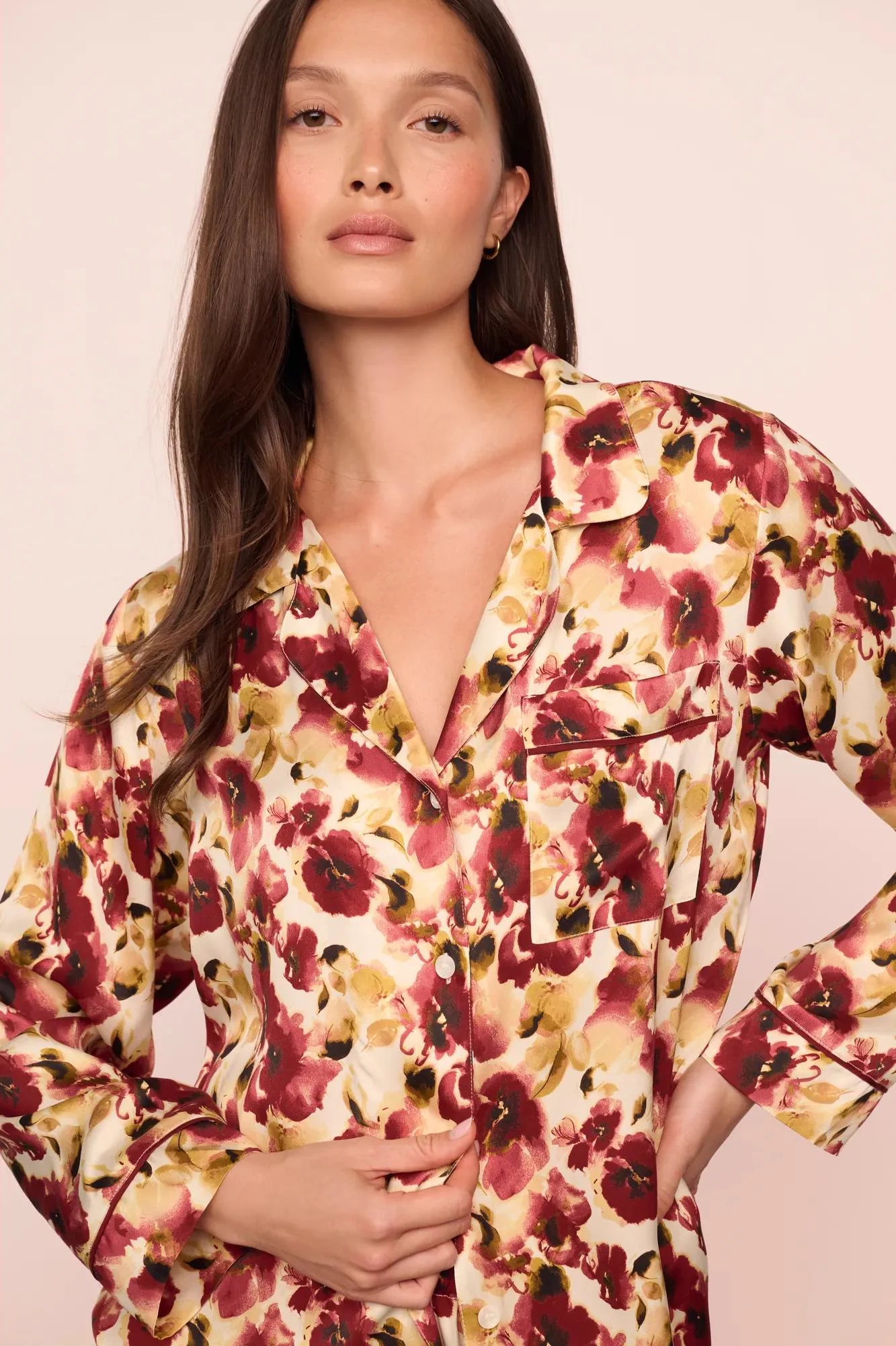 Eberjey x Lily Aldridge - Inez Washable Silk Printed Long PJ Set - Image 4