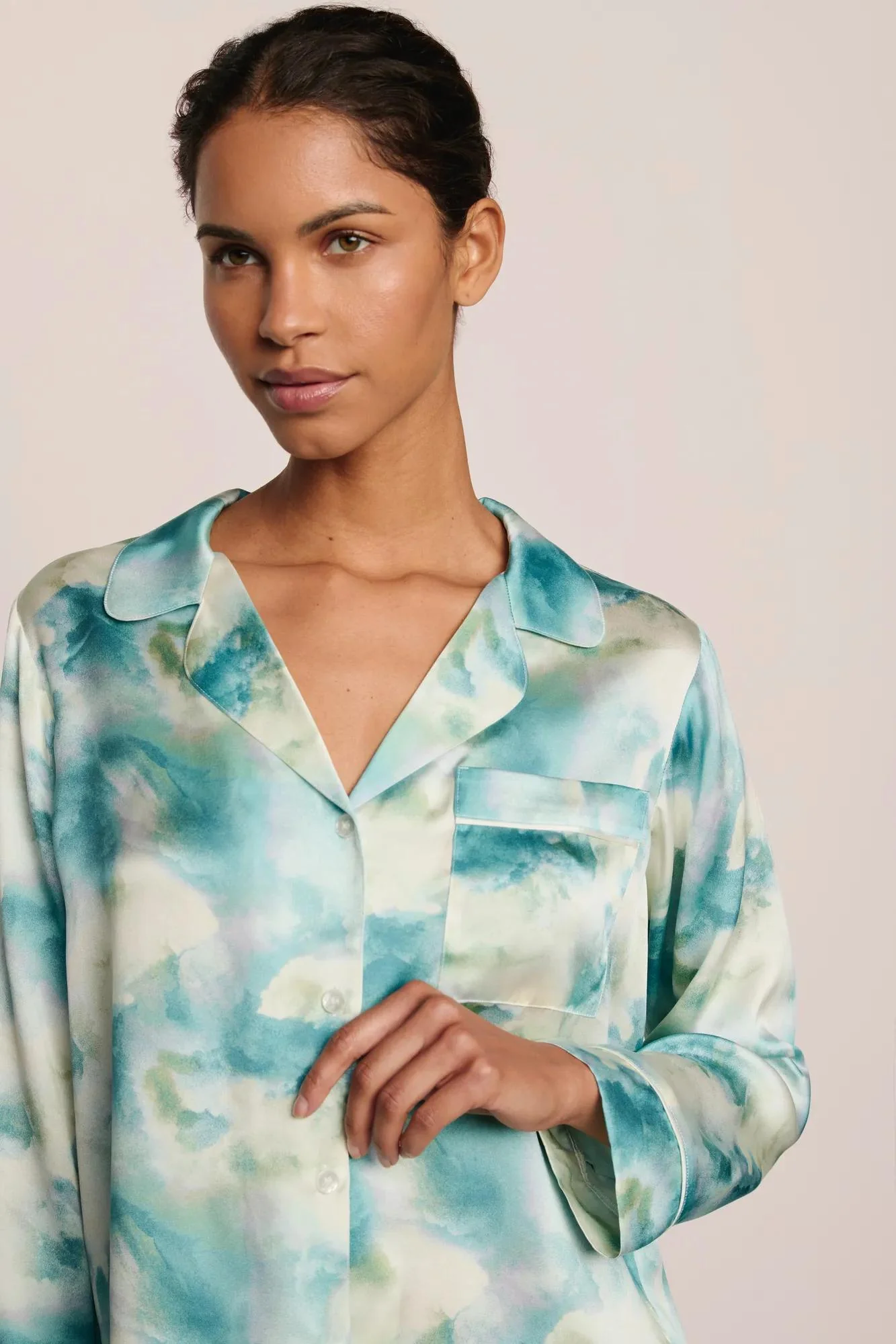 Inez Washable Silk Printed Long PJ Set - Image 3