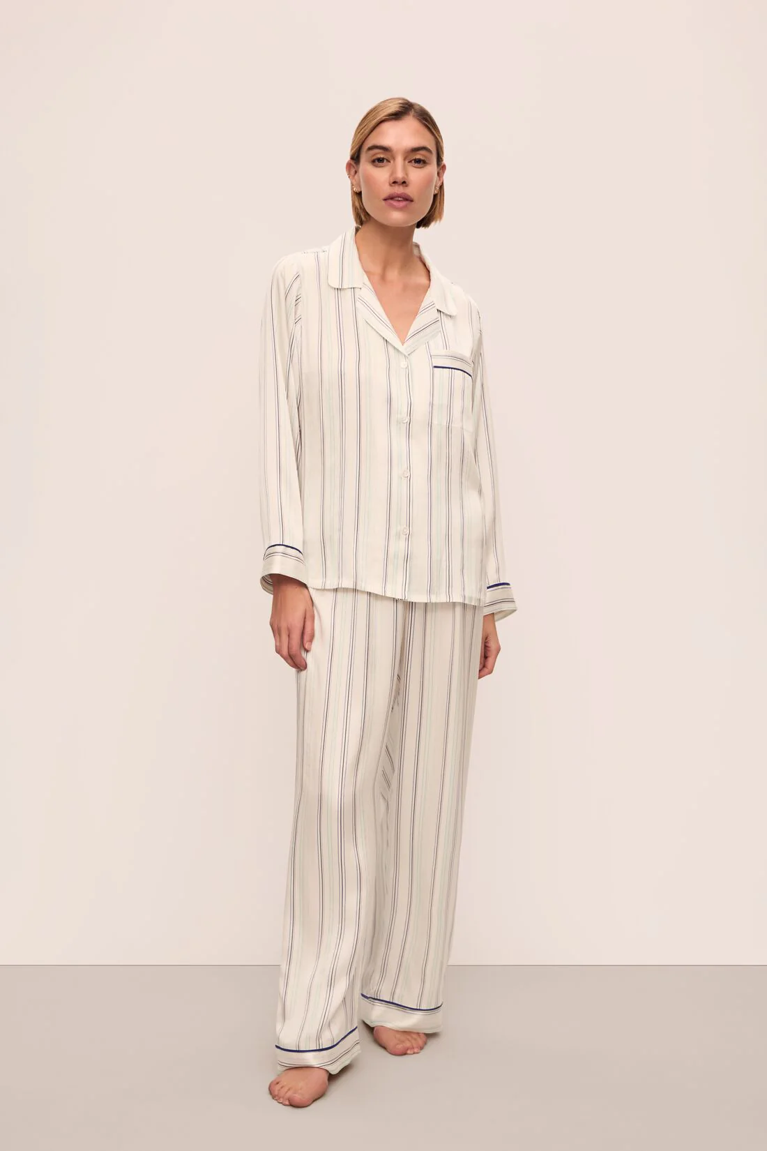 Inez Washable Silk Printed Long PJ Set