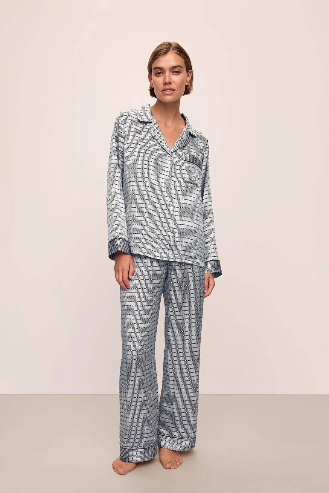 Inez Washable Silk Printed Long PJ Set - Image 4