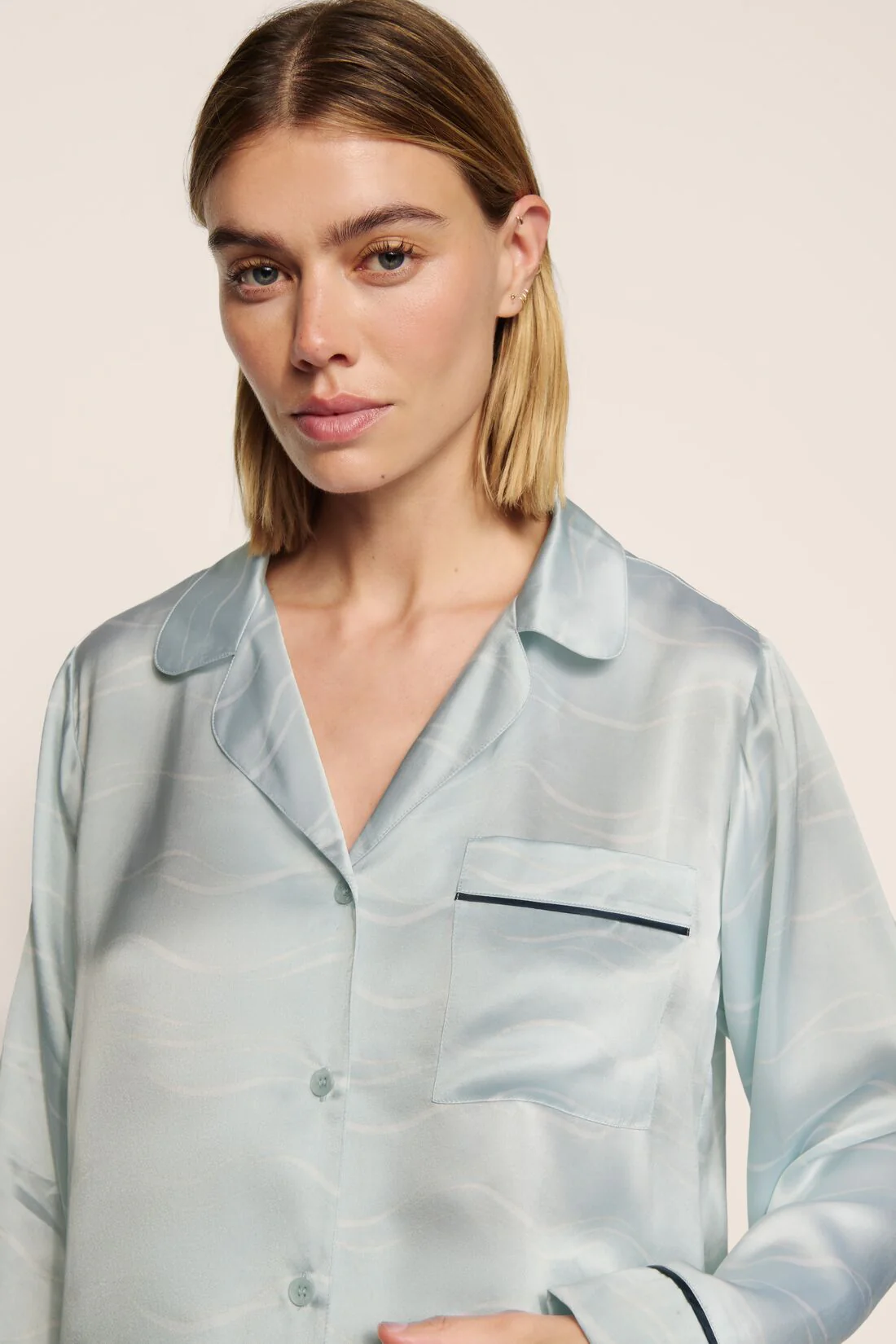 Eberjey x The Ritz-Carlton Yacht Collection - Inez Washable Silk Printed Long PJ Set - Image 3