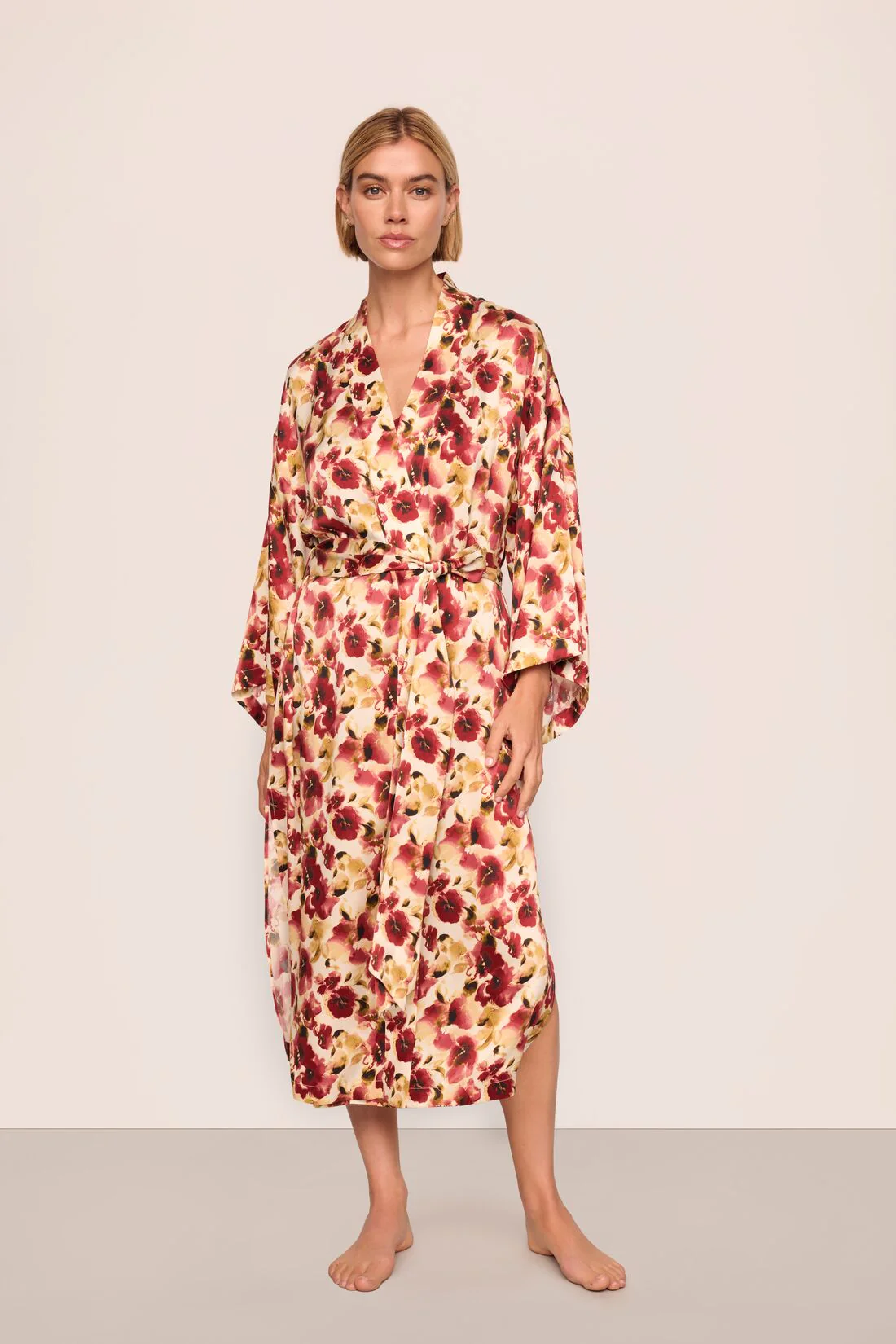 Eberjey x  Lily Aldridge - Inez Washable Silk Printed Robe - Image 6