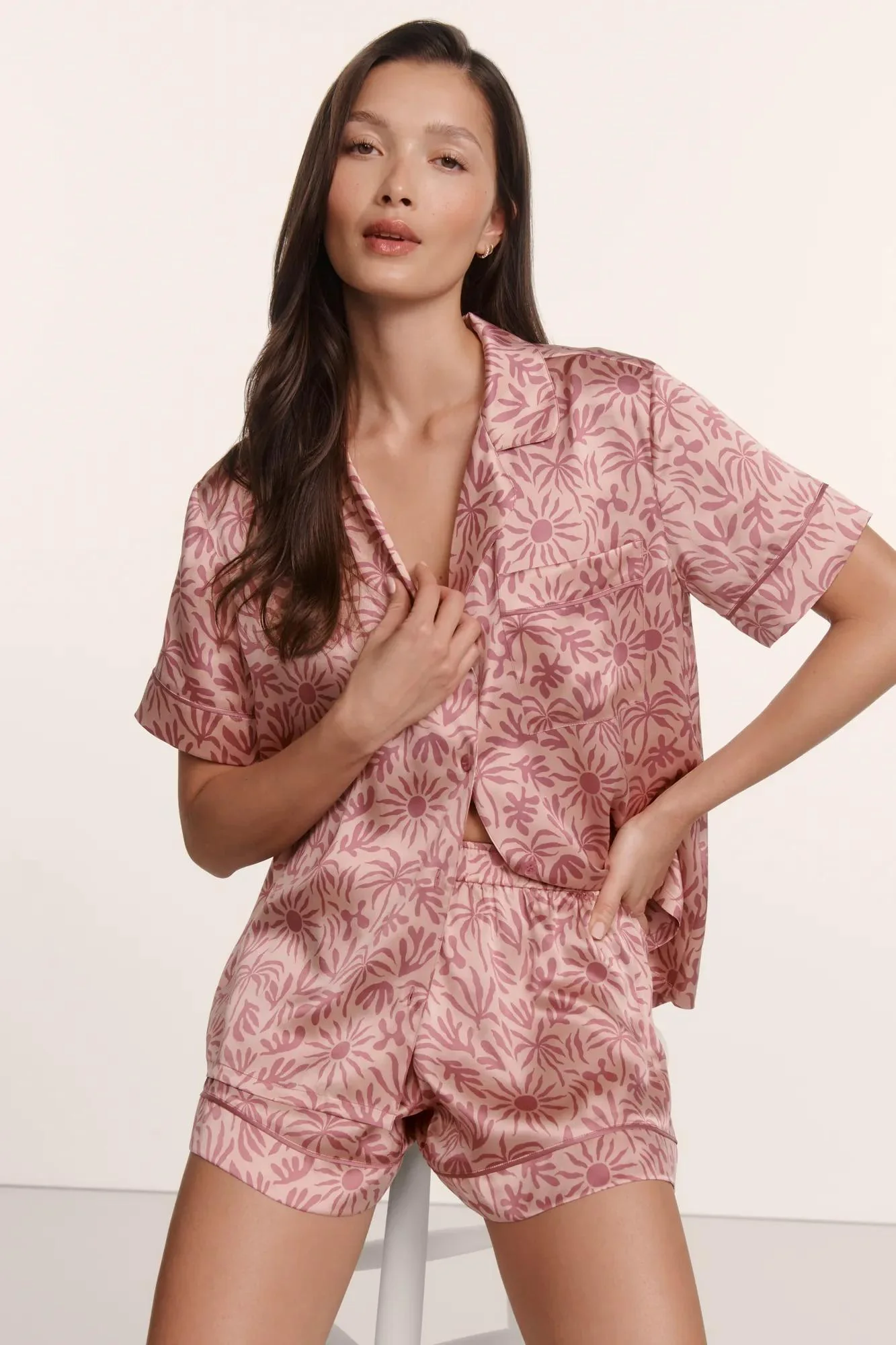 Eberjey x ILIA - Inez Washable Silk Printed Short PJ Set - Image 6