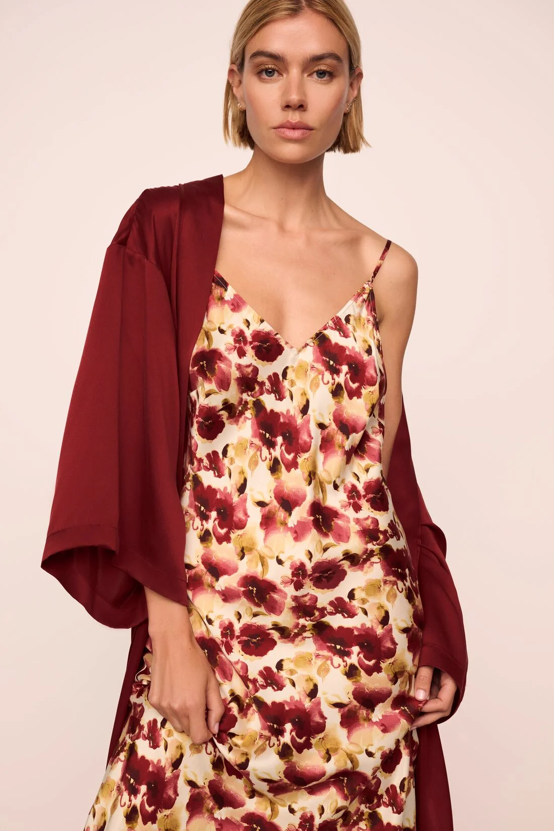 Eberjey x  Lily Aldridge - Inez Washable Silk Printed Slip - Image 3