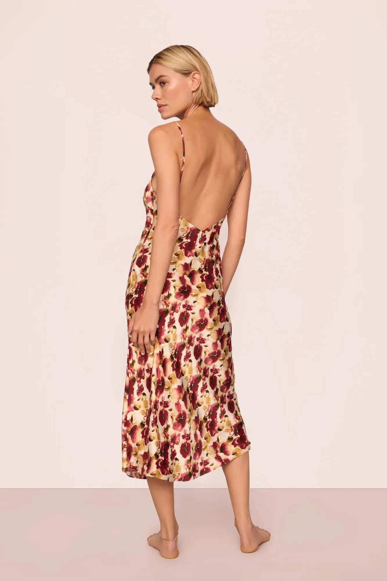 Eberjey x  Lily Aldridge - Inez Washable Silk Printed Slip - Image 5