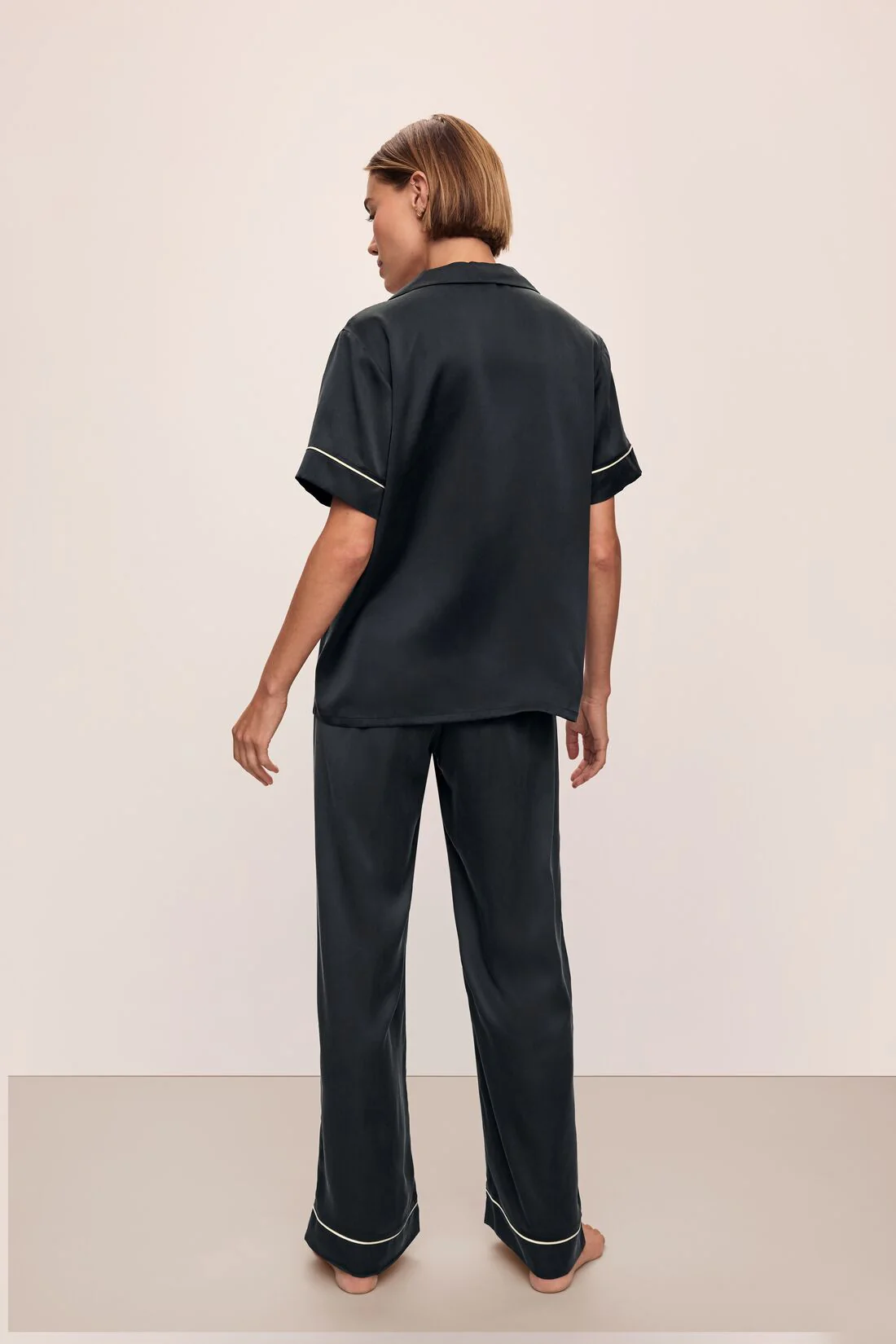 Inez Washable Silk Short Sleeve Pant PJ Set - Image 3