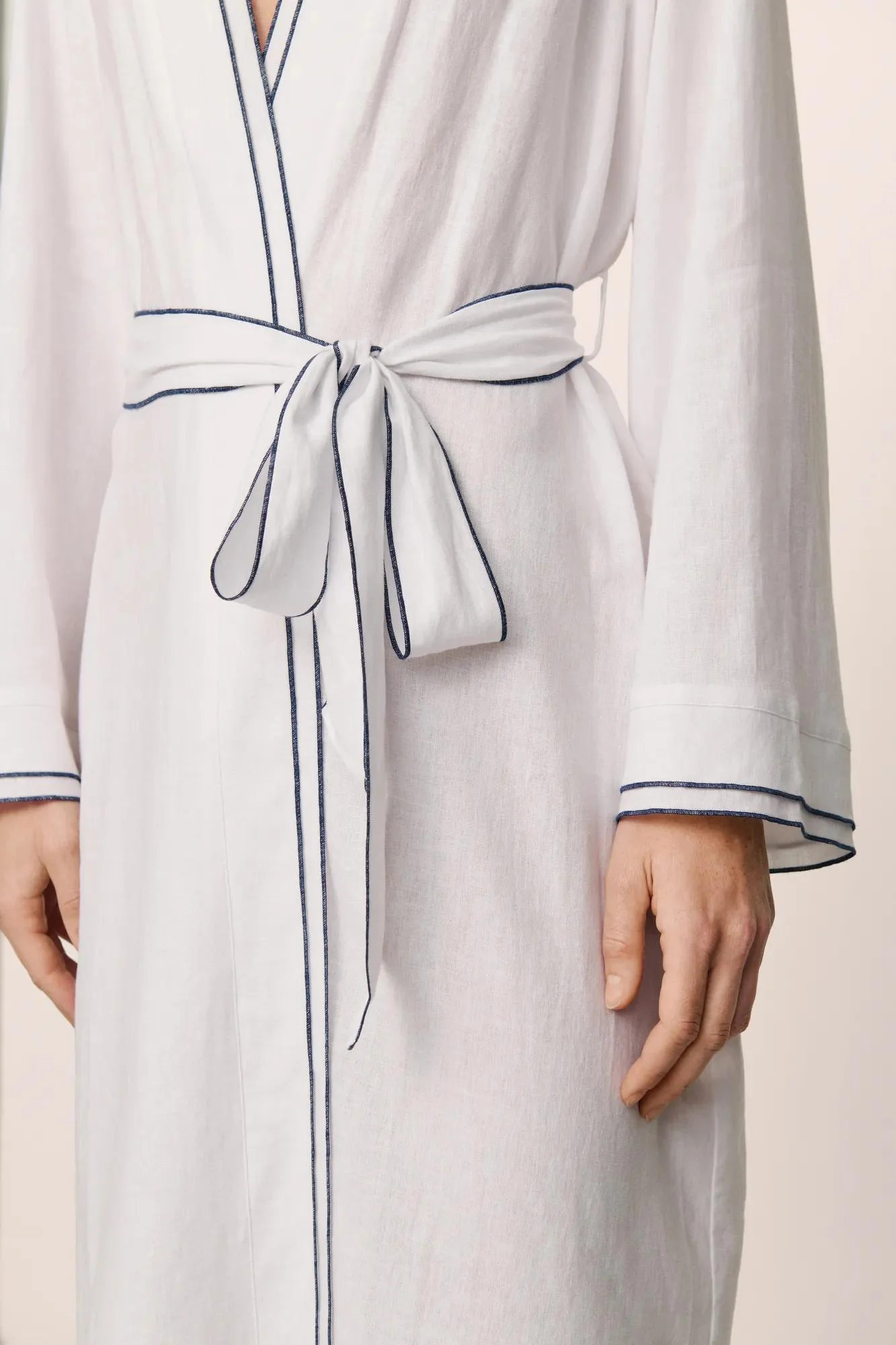 Linen Blend Long Sleeve Robe - Image 2
