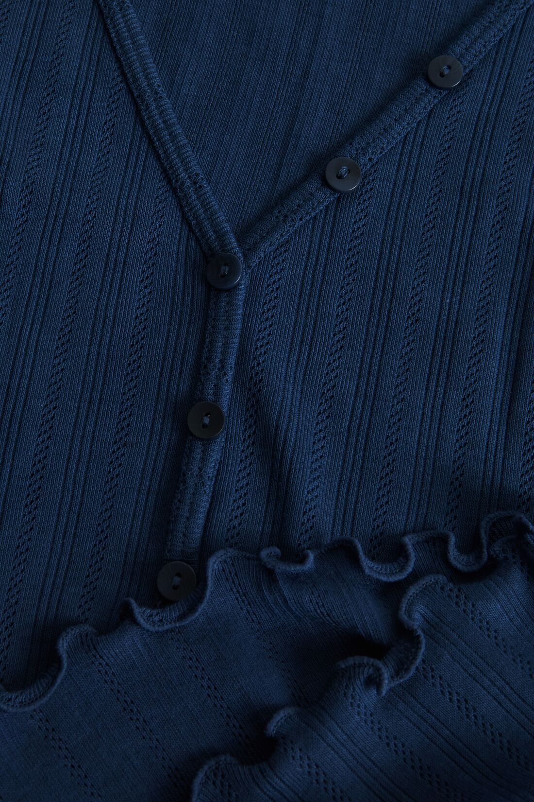 Pointelle V Neck Henley - Image 4