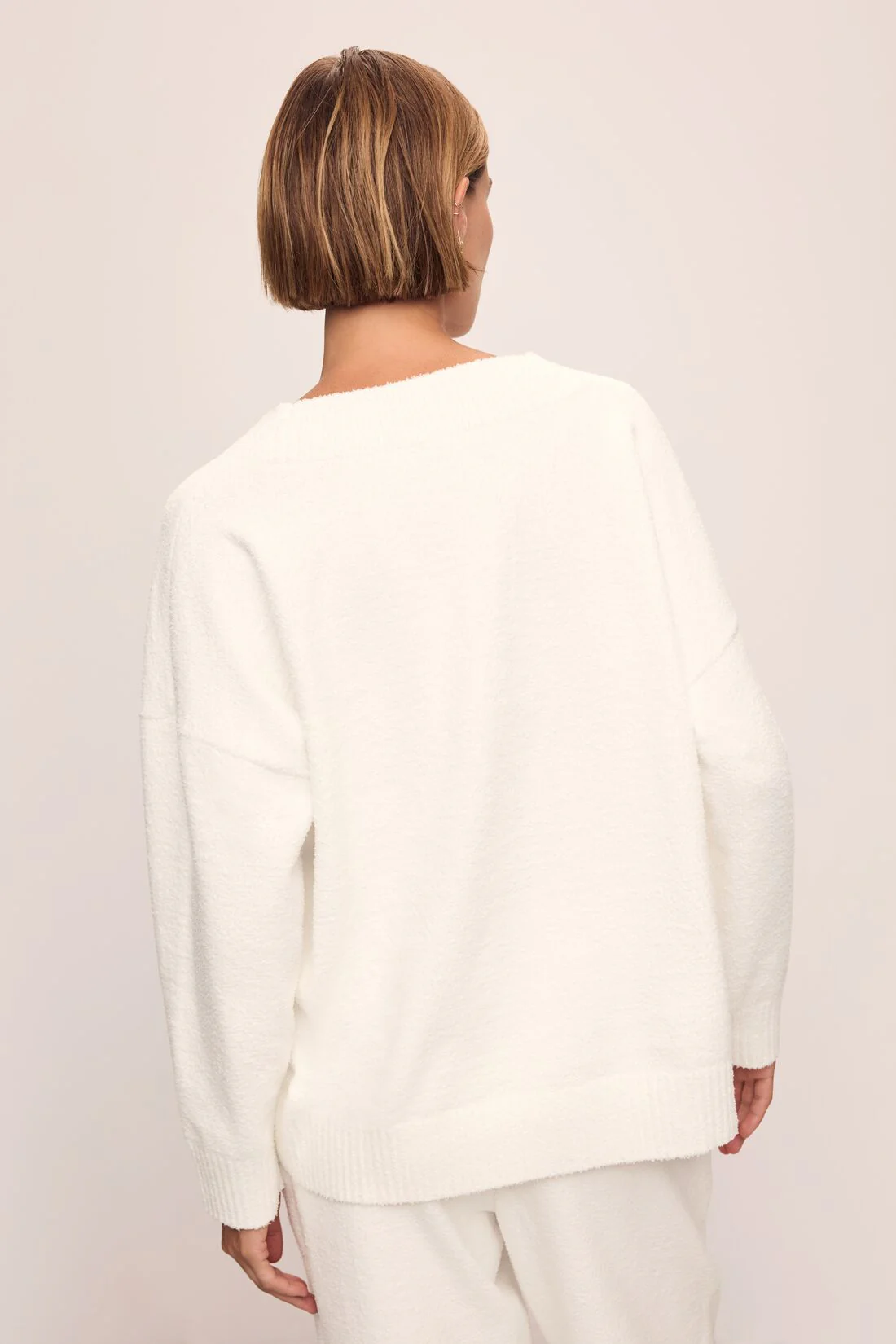 Recycled Boucle Boyfriend Oversized V-Neck Sweater - Image 3