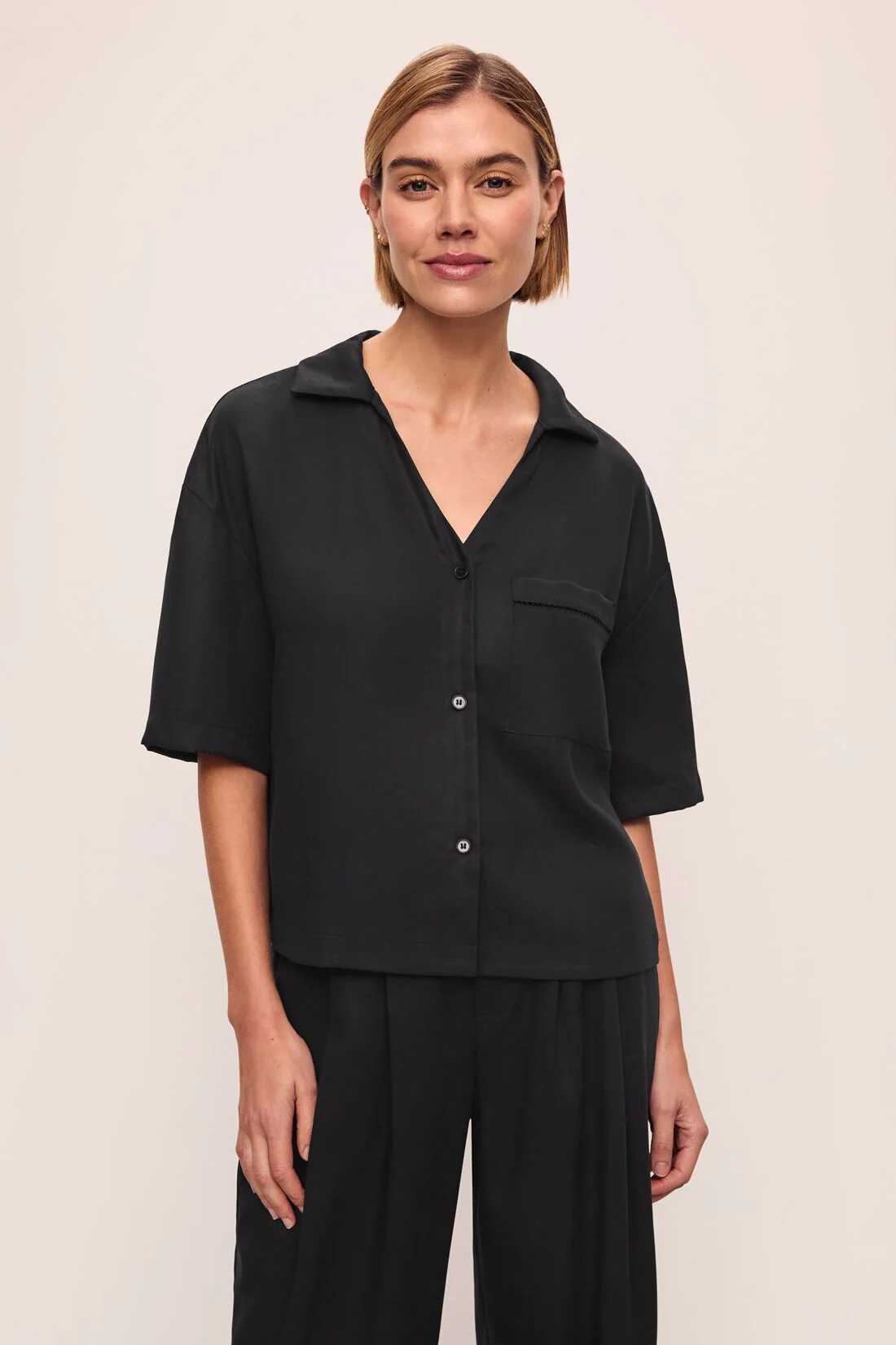 Tencel Woven Relaxed Button Front Top - Image 2
