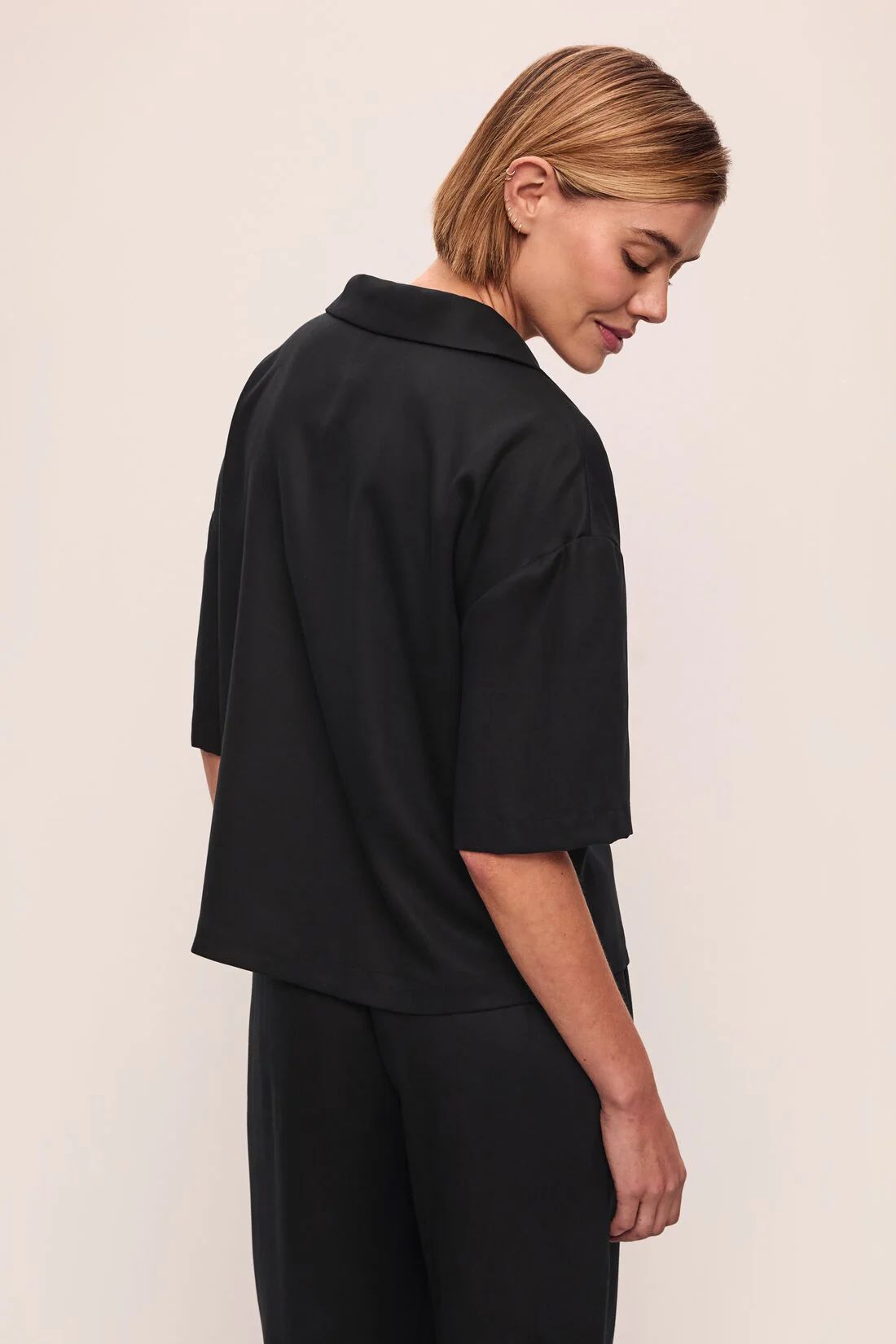 Tencel Woven Relaxed Button Front Top - Image 3