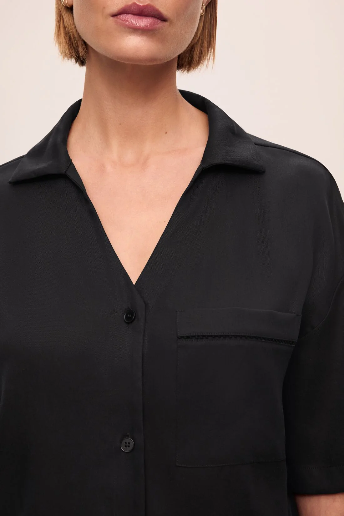 Tencel Woven Relaxed Button Front Top - Image 4