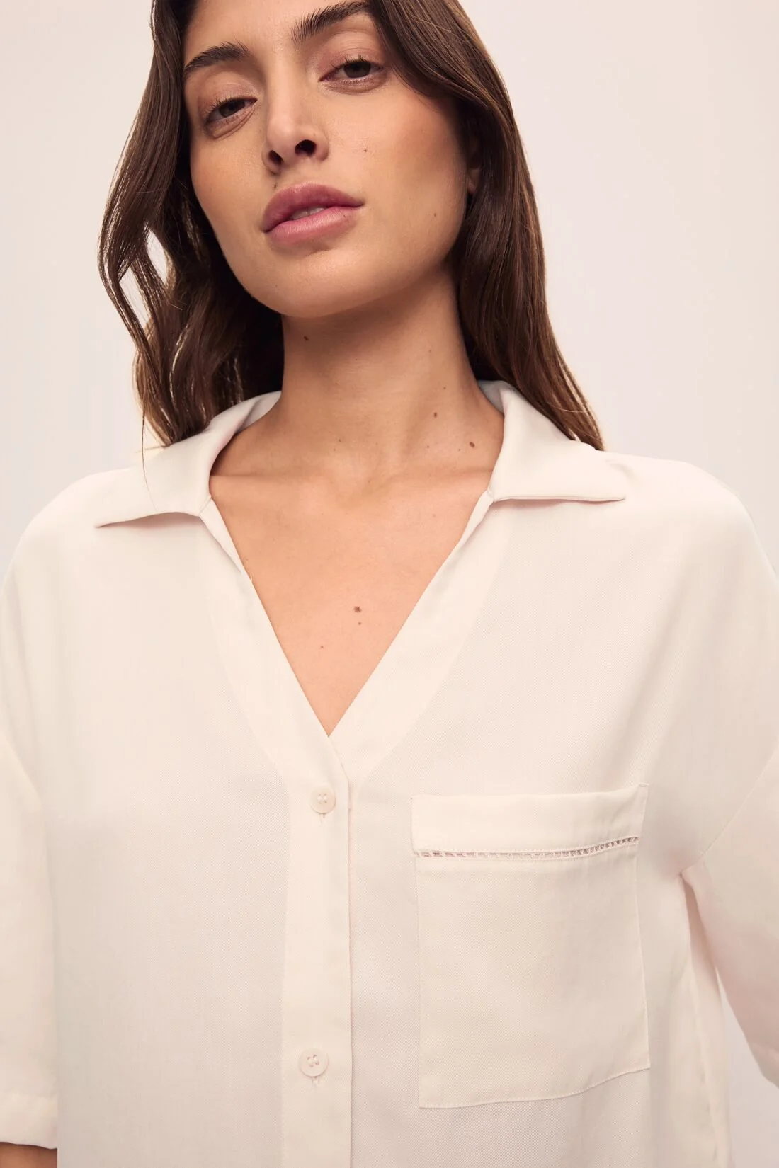 Tencel Woven Relaxed Button Front Top - Image 3