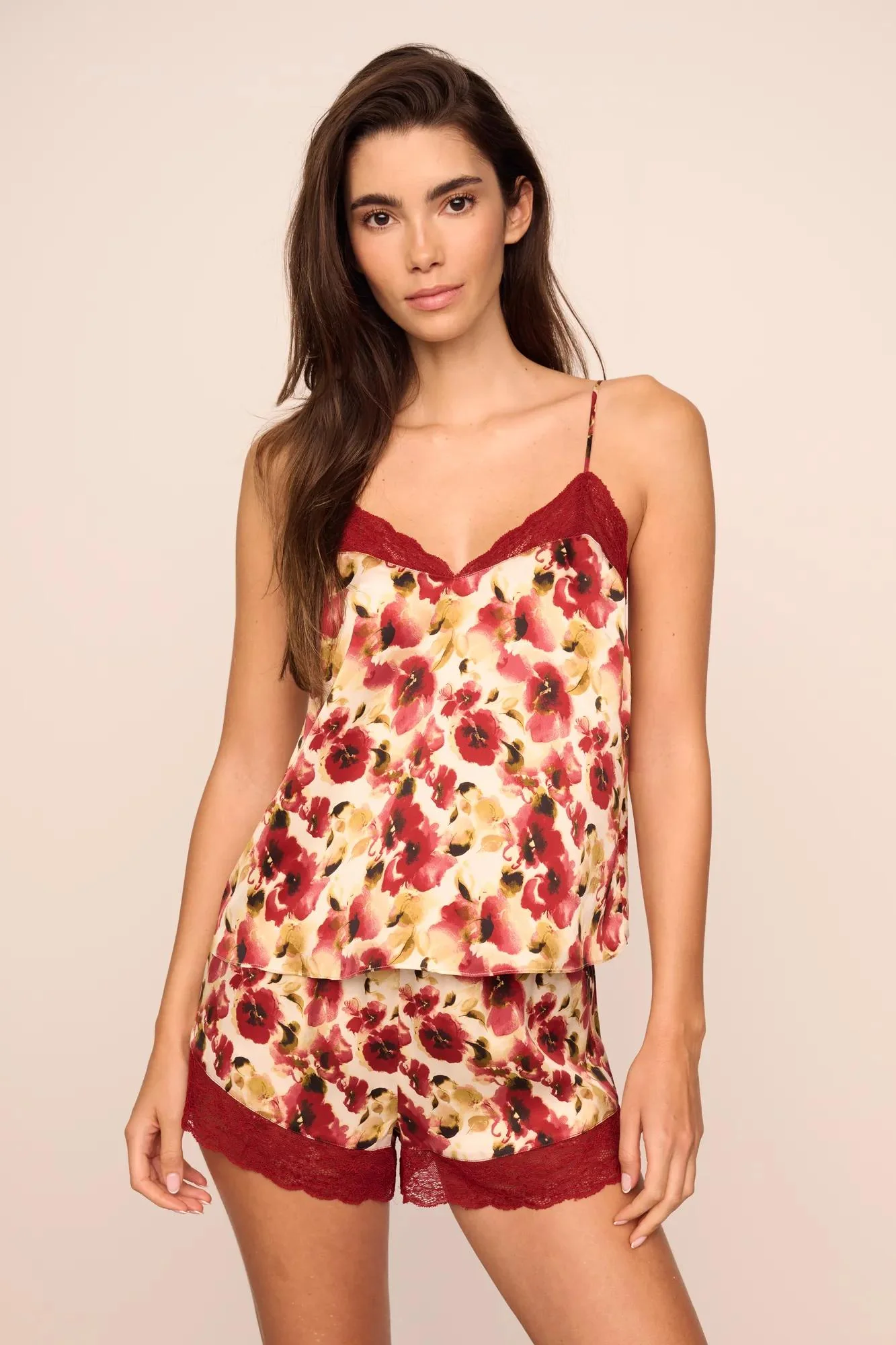 Eberjey x  Lily Aldridge - Washable Silk Printed Lace Cami & Short Set - Image 7