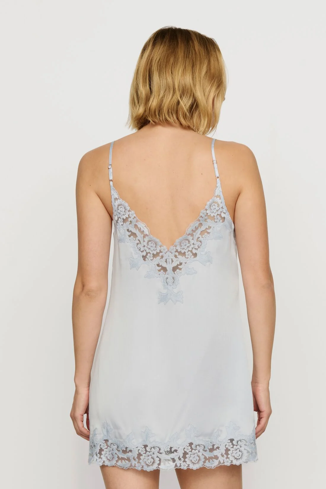 Washable Silk with Lace Embroidery Short Slip - Image 3